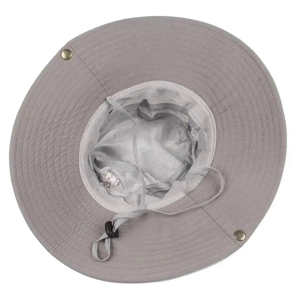 Summer Men's Panama Style Bucket Hat Wide Brim UV Proof Mesh Ventilation Fisherman Hat Lightweight for Camping Hunting Beach