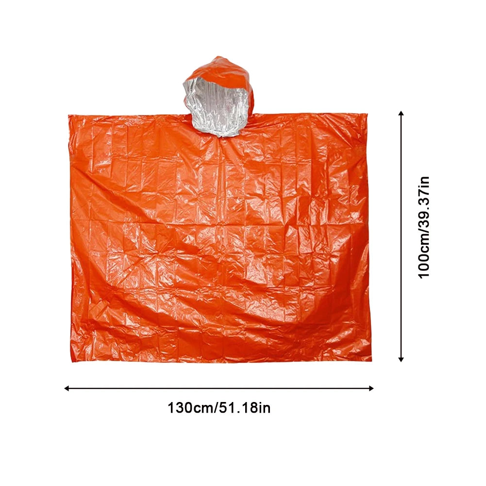 1Pc Emergency Raincoat Poncho Waterproof Rainwear Blanket Survival Camping Equipment Cold Insulation Rainwear Camping Equipment