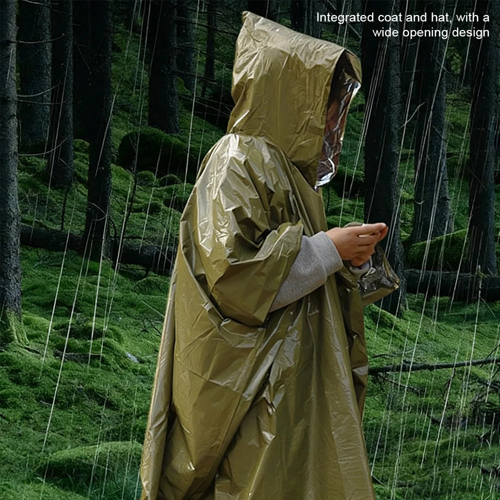 1Pc Emergency Raincoat Poncho Waterproof Rainwear Blanket Survival Camping Equipment Cold Insulation Rainwear Camping Equipment