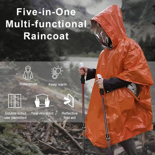 1Pc Emergency Raincoat Poncho Waterproof Rainwear Blanket Survival Camping Equipment Cold Insulation Rainwear Camping Equipment