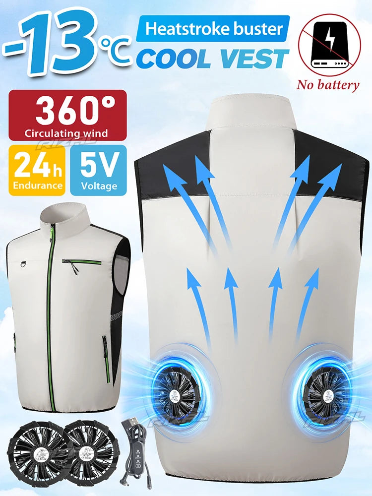 New Must-have Fan Vest Cooling Wearable Air-conditioned Clothes Breathable Sleeveless for Daily Commute Hiking Fishing Camping